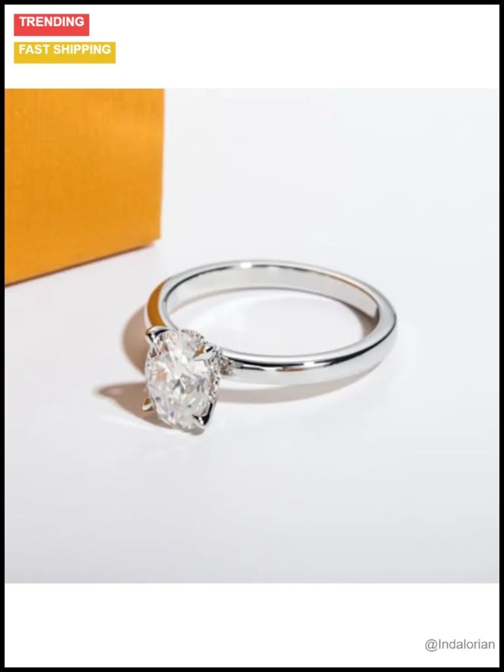 1.5CT Oval Moissanite Engagement Ring 925 Sterling Silver VVS1 D Color
